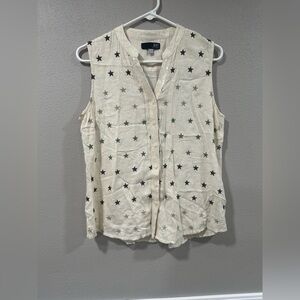 Kut from the Kloth Star Print Cream Blouse